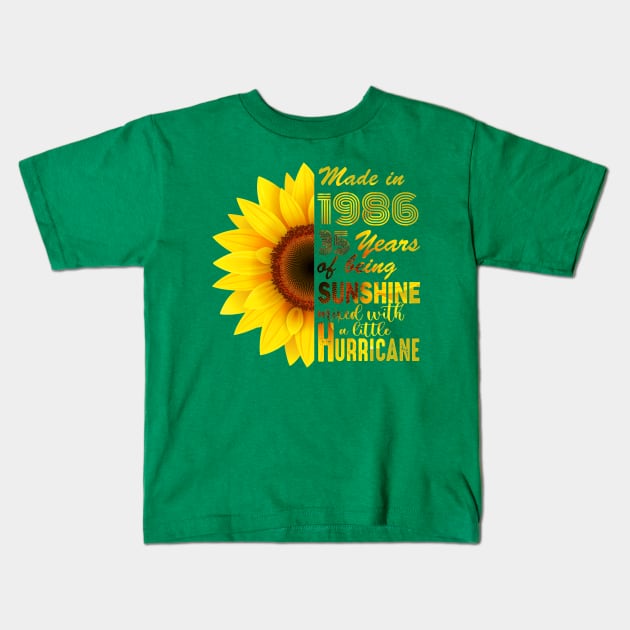 Vintage 1986 SunFlower 35th Birthday Awesome Gift Kids T-Shirt by Salt88